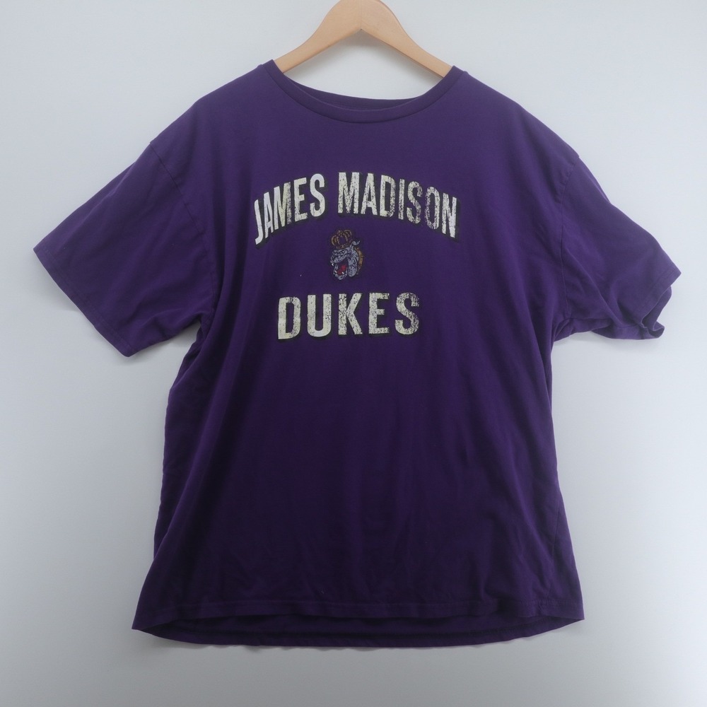 NCAA James Madison Dukes T-Shirt Mens XL Purple Good Distressed Graphic Tee
